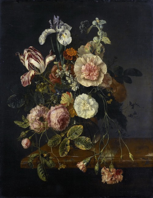 thisblueboy:Jacob van Walscapelle (Dordrecht 1644-1727 Amsterdam), Floral Still Life, ca.1670-1727, 