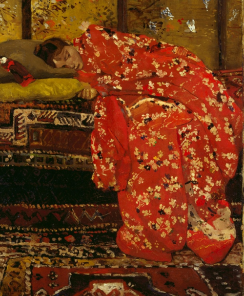 artisticinsight:Girl in a White Kimono (1849), and Girl in Red Kimono (1893-1895), by George Hendrik