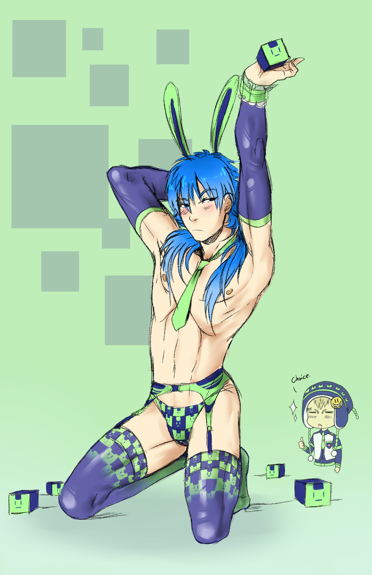 madelezabeth:  today i was like fuck work imma draw aoba in noiz-inspired lingerie