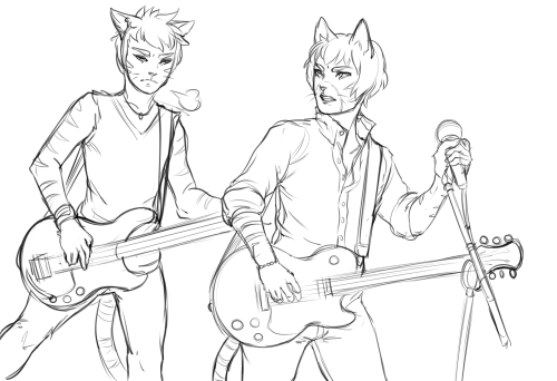 I just really want to draw animal people. Guy and Thomas rockin out.