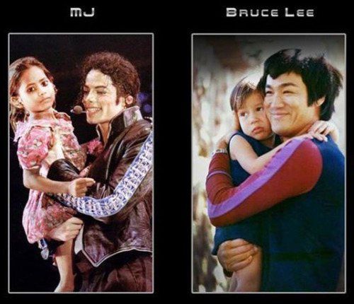 kungfutaichworld:  Michael Jackson & Bruce lee!!  Both of them were popular global figures!! I absolutely adore them, and It is so amazing to see that they were miraculously similar.  Chinese Sword   