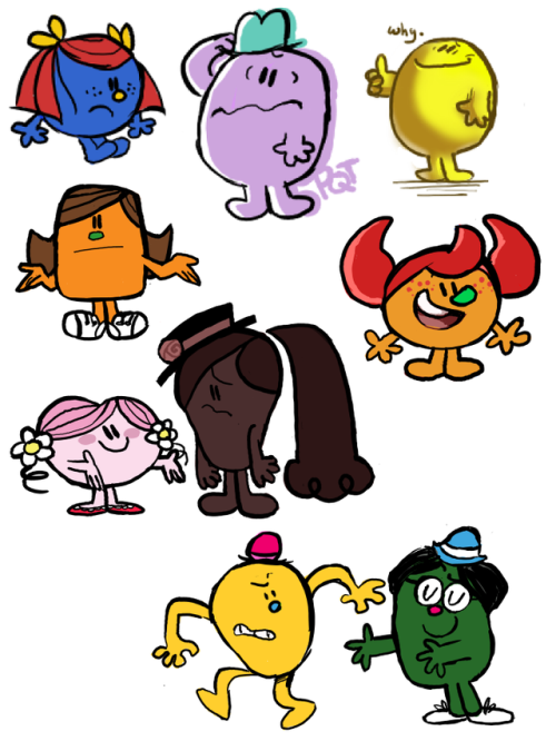 Mr. Men Little Miss doodle dump from twitter.I apply a mixture of elements I like from The Mr. Men S