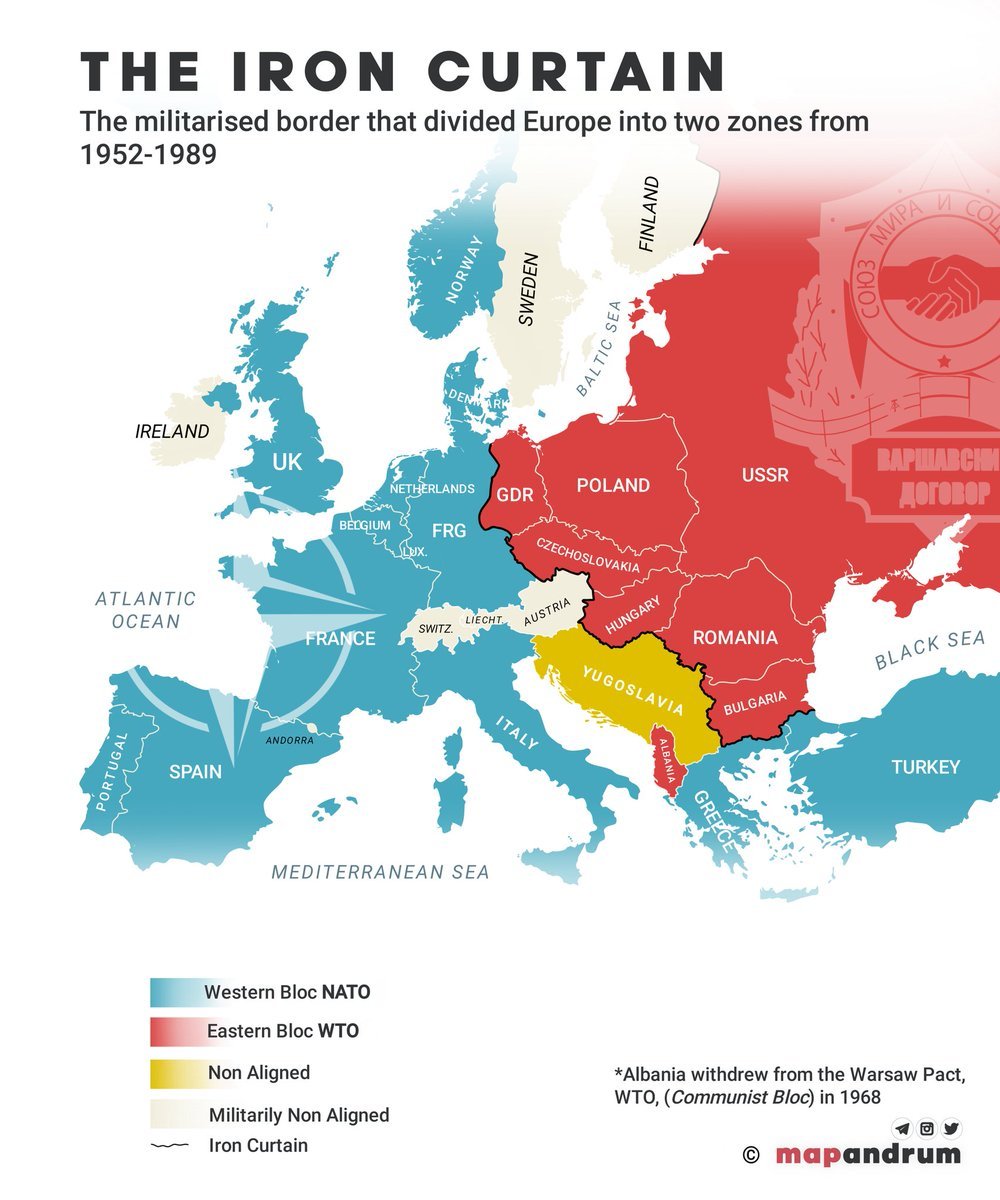 Cold War Map Of Europe Iron Curtain