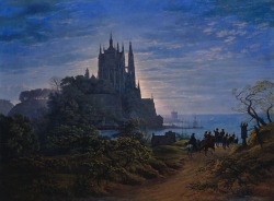 magictransistor:  Karl Friedrich Schinkel, Gotische Kirche auf einem Felsen am Meer (Gothic Church on a Rock by the Sea), oil on canvas, 1815. 