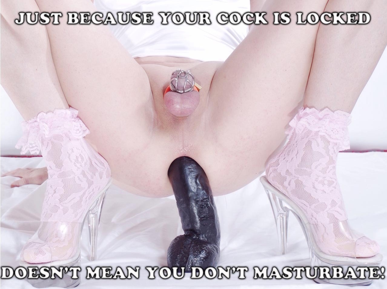 sissystable:Do you have a Black dildo and a cage ? It&rsquo;s so true, and so