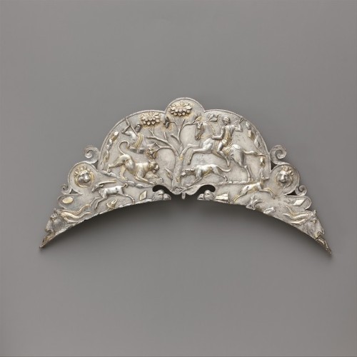 Roman, Silver handle of a large dish, 2nd-3rd century (source).
