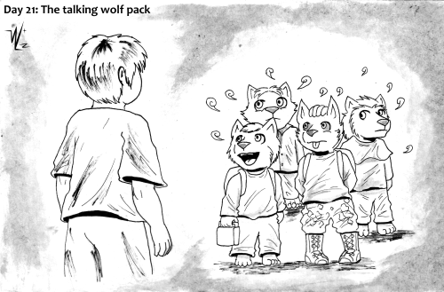 Day 21: The talking wolf pack
When you’re walking and see a bunch of wolf children talking about kid’s stuff. @dropthedrawings #wolf#pack#talking#kids#children#wolfie#anthropomorphic#inktober2019#ink#kidsinktober#dropthedrawing