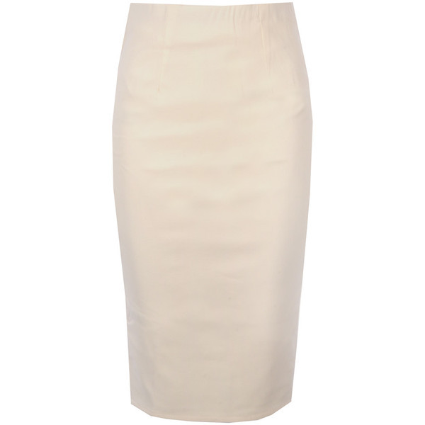TEMPEST Womens Cream Zip Back Pencil Skirt ❤ liked on Polyvore (see more zipper skirts)