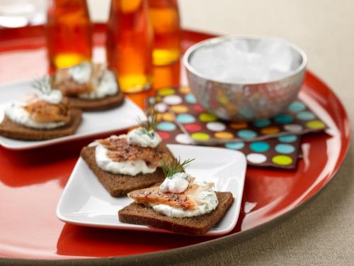 Smoked Trout Canapes with Creme-Fraiche and Herb Sauce