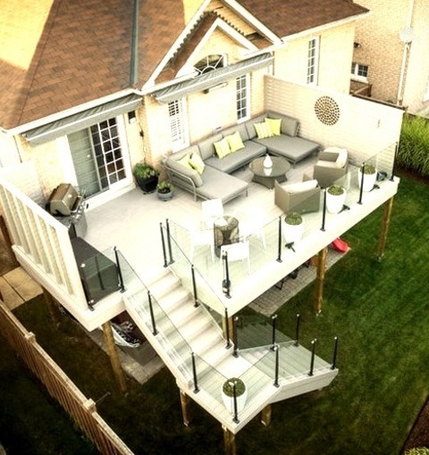 Deck UncoveredExample Of A Mid-sized Trendy Backyard Deck Design With No Cover