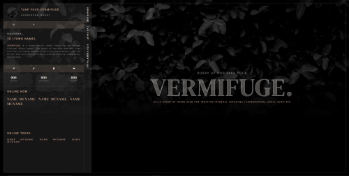 VERMIFUGE PREVIEW#2Contains: Header, userlinks, navigation bar, sidebar statistics, forum row, topic