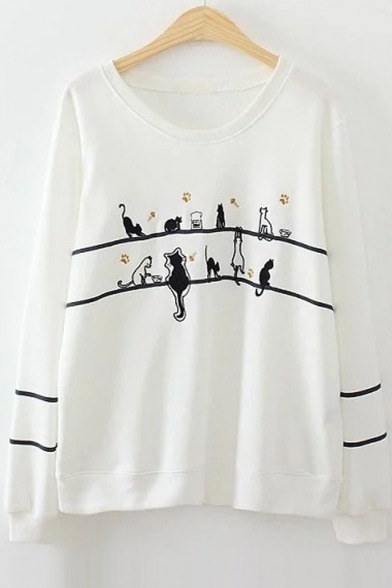 trustothers: Lovely In-style Sweatshirts  Cartoon // Digital Cat // Couple Cartoon