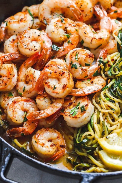 Zucchini Spaghetti With Prawns