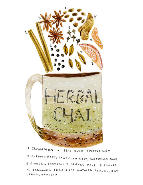 madisonsaferillustration: I first made my own herbal chai blend after reading about it in @thymeherb