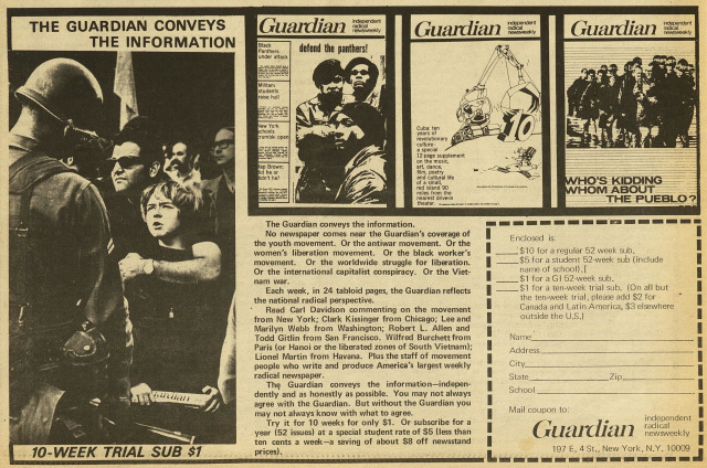 (SDS) New Left Notes, 1969 Ad for The Guardian