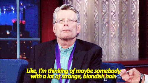 coprunningshoes:jimjampageykins:sandandglass:StephenColbert and Stephen King concoct a scary storyBe