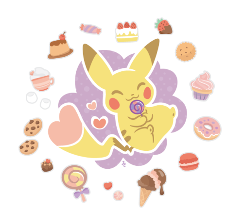 zombiemiki:Pikachu and a bunch of sweets!