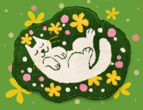 tilde-heart:funzos:New rug! Cat nap in the sun! ☀️50x40cm, acrylic yarn, and felt backing. This piec