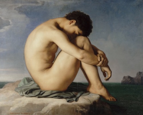 ploaix: overdose-art:Hippolyte Jean-Flandrin, Young Nude Seated by the Sea (1836) i have this on my 