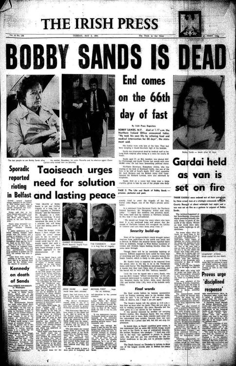 39adamstrand:23-year-old Bobby Sands was convicted of illegal gun possession and sent to prison in 1