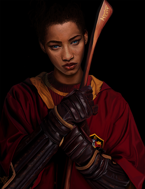 bloodydamnit:  Meet Rose Granger-Weasley - Chaser of the Gryffindor Quidditch team.  So! Here is my attempt at painting the lovely Rosie as what I, personally, see her to be.  Don’t mind the Nimbus 2019. Im really bad at math so I horribly calculated