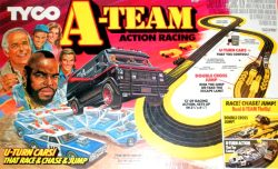 80s-90s-stuff:  The A-Team, 80s Action Racing toy set  I love these tracks and cars&hellip; Need to have these again!!