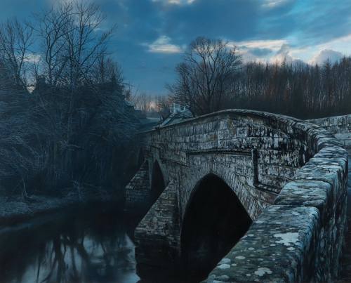 myfairynuffstuff: Masayuki Hara (b.1956) - Cramond Old Bridge. 2021. Oil on board.