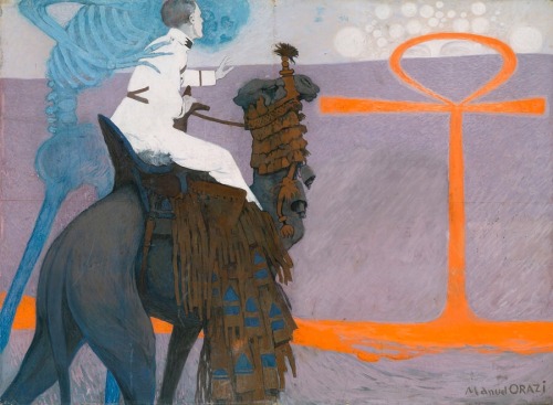 1- Le lieutenant de Saint-Avit et la mort, L'Atlantide.1920/21.Gouache on paper.113,5 x 154 cm.2- L'