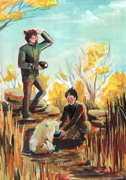 More AsaNoya + dog gauche practice!  some process pics for this painting here!