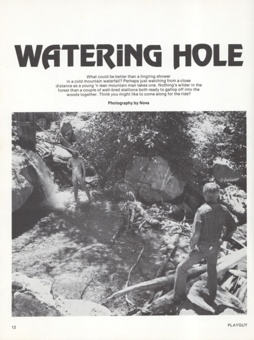 From PLAYGUY vol 5 no 8 (1980) Photo series called &ldquo;Watering Hole&rdquo; photo by Nova