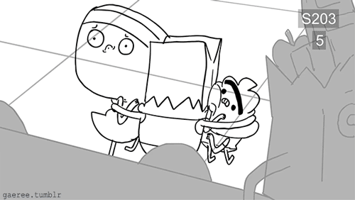 gaeree: Here’s a big load of storyboards from Cupcake and Dino, which was my first experi