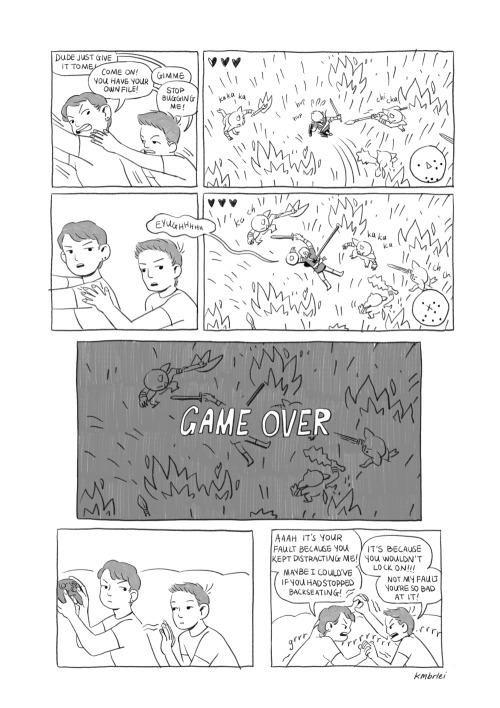 a comic about learning (and failing) to operate the 3D camera in botw feat. me and my brother. camer