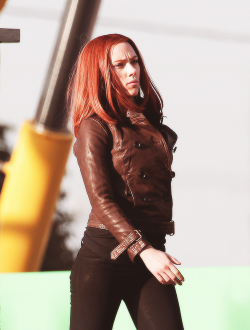 isaaclahearchive:  Scarlett Johansson on the set of Captain America: The Winter Soldier 