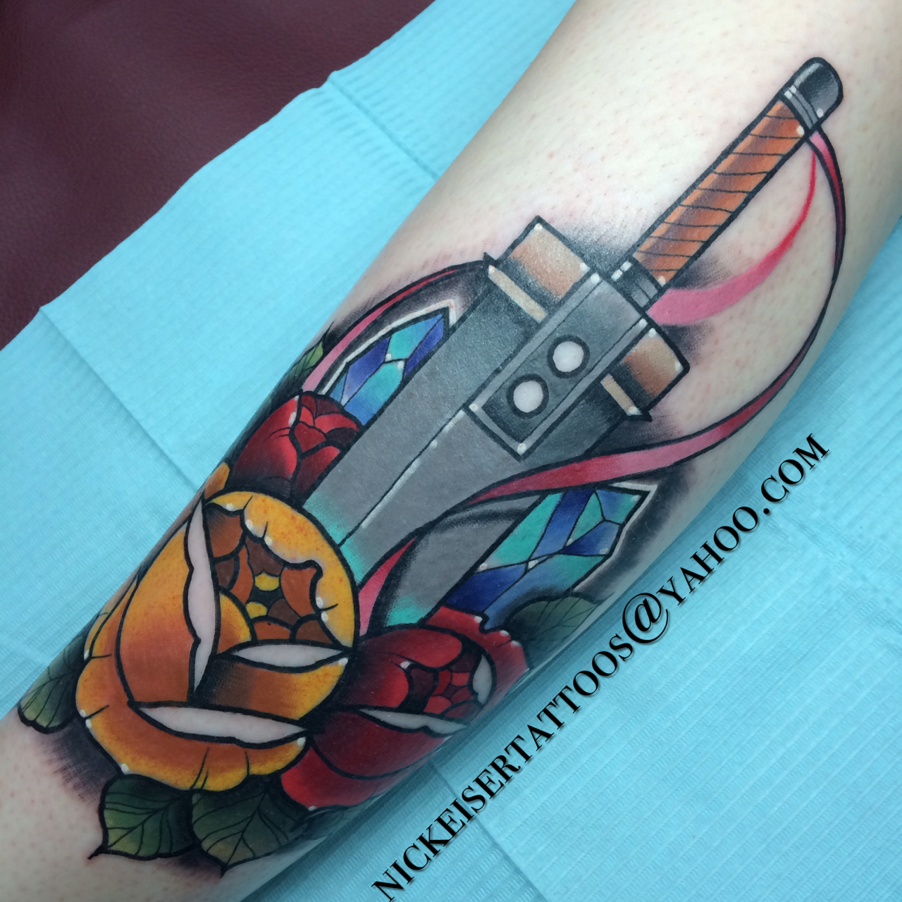 Housebrickink  I finally got to do a buster sword  connor came in  for his first tattoo the other day this piece will eventually become half a  leg sleeve  Facebook