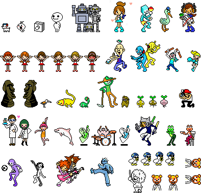 guitarmonthly:separate sprites from rhythm heaven gold’s credits + combinedif you want to use any of
