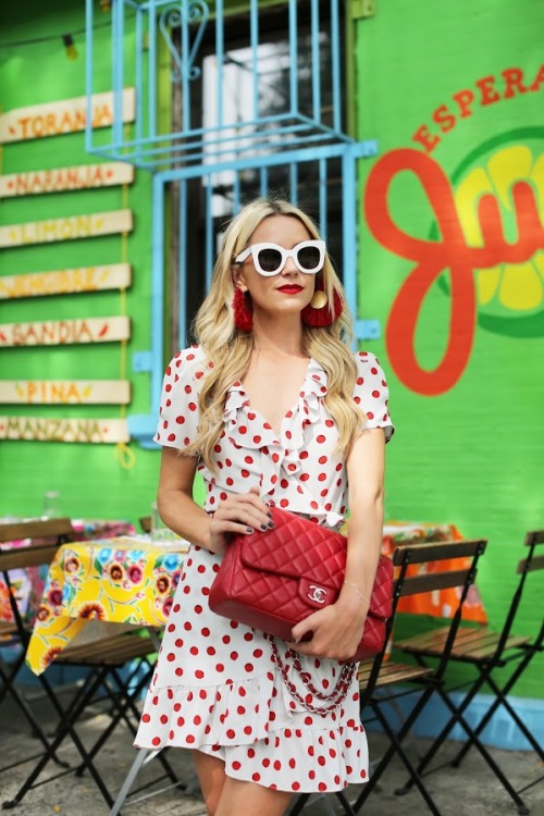 rosemary-white: Red polka dot outfit worn by Blair Eadie.