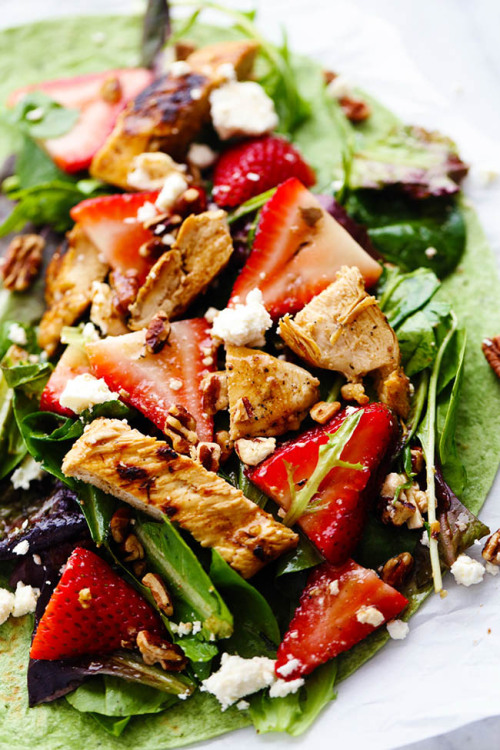 Strawberry Balsamic Chicken Salad Wrap All we need is food ♡