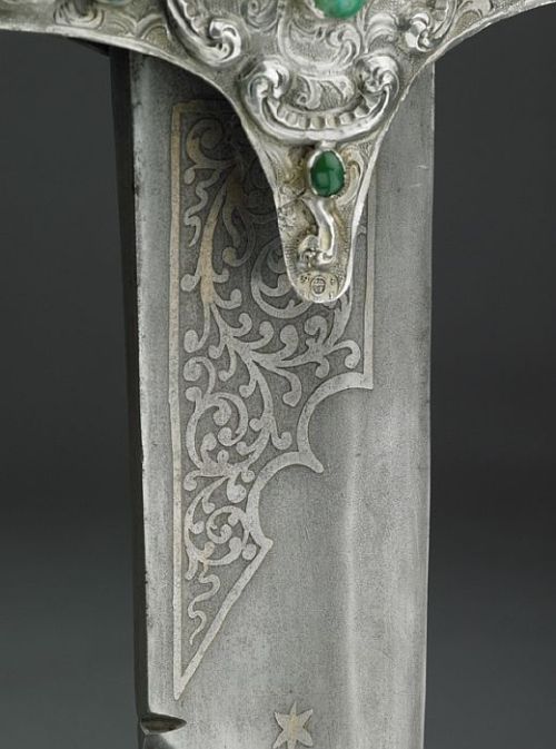 Presentation Sabre with Scabbard, oriental style, silver and turquoise, Austria, 1846 (click to enla