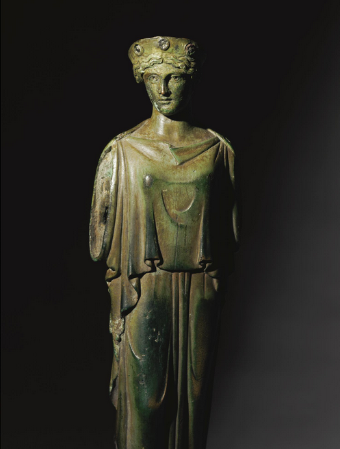 archaicwonder:Bronze Figure of a Goddess, Roman Imperial, Augustan, c. late 1st Century BC - early 1