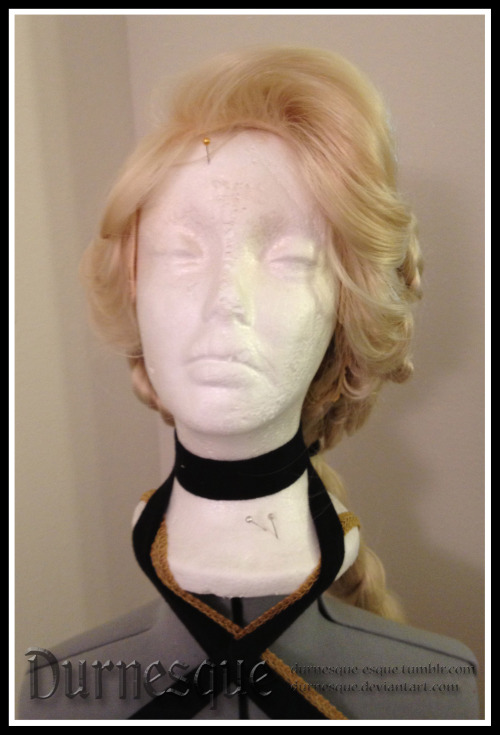 durnesque-esque:  durnesque:  I have been working on restyling Cinderella and Rapunzel wigs for the past two days… I hate them both. They look fine, but I honestly HATE working with wigs. Give me real hair any day of the week.  Going to add flowers