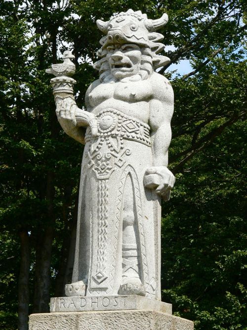 Radegast is the Slavic god of hospitality, sculpture at Radhošť mountain, Czech Republic, was the ho