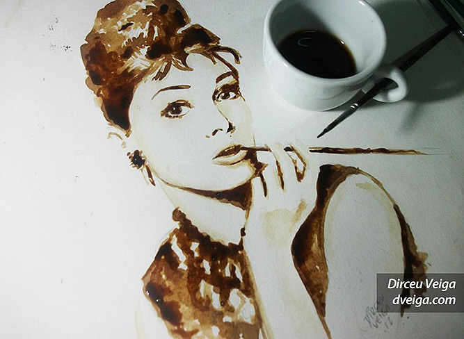 braindust:  Coffee painting by Dirceu Veiga 