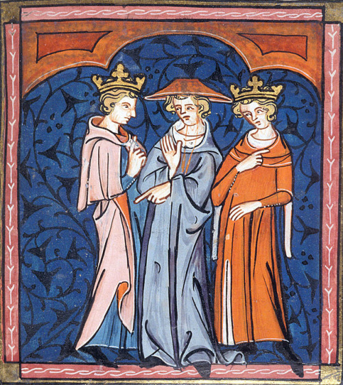 speciesbarocus:Les Grandes chroniques de France (c. 1332).Peter of Capua mediating between Philip Au