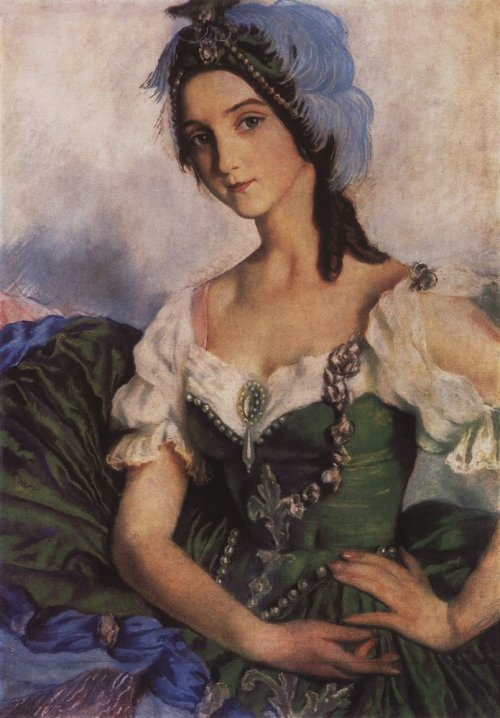 zinaida-serebriakova: Portrait of a ballerina A.D. Danilova in costume for the ballet Armida's Pavil