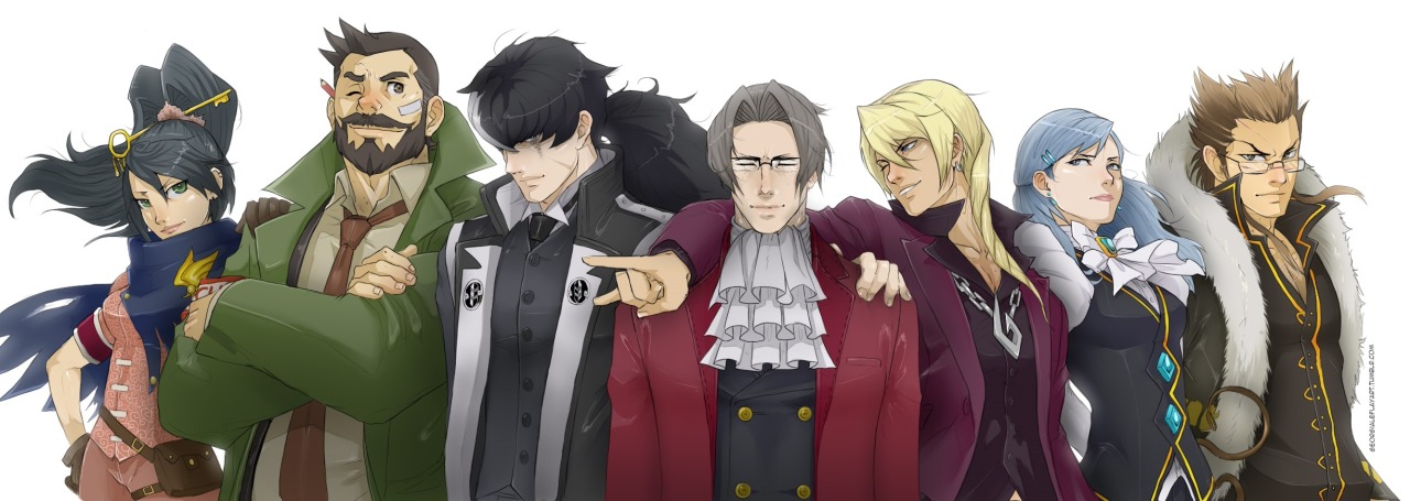 georgialeflayart: Edgeworth’s Squad Goals, all aged to match the current timeline.