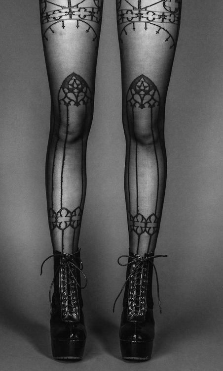 spookyloop:  Lip Service Cathedral Pentagram Tights$10.99 at Rock Rebel