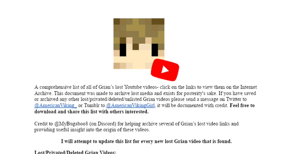 Grian's Lost Videos