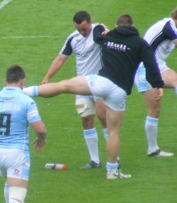 malesportsbooty:  Rugger stretching.