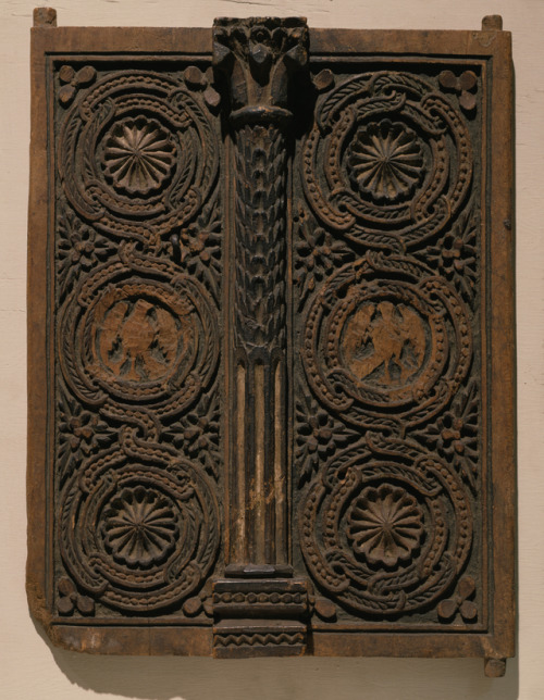 Wooden cupboard (?) door, carved by a Coptic artist in Byzantine Egypt (5th cent. CE).  Now in the W