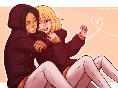 nymre:  Tried drawing Petra today but it was too soon apparently. So have some happy yumikuri in cheesy matching sweaters aw yis 